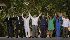 Foto de familia en el inicio de la Cumbre Amazónica celebrada en Brasil.