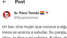 El tuit del periodista Paco Tomás