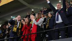 Luis Rubiales junto a la reina Letizia y la infanta Sofía.