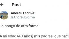 El tuit de Andre Escrivà