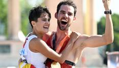 María Pérez y Álvaro Martín, eufóricos tras conquistar su segundo mundial en Budapest