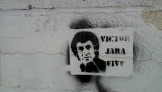 Grafitti de Víctor Jara en una pared de Chile.