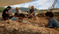 Excavaciones en El Valle de los Neandertales en el yacimiento del Calvero de la Higuera