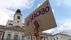 Pancarta con el lema '#Seacabó', que clama por el fin de las violencias sexuales contra las mujeres, popularizado a partir de la agresión sexual de Luis Rubiales a la futbolista Jenni Hermoso.