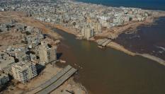 Imagen aérea de Derna (Libia) donde se aprecian los efectos devastadores de la tormenta Daniel, que ha dejado miles de muertos y desaparecidos en el país africano.