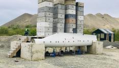 Pruebas de carga del puente creado a partir de las turbinas de los aerogeneradores.