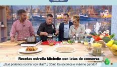 Carlos Maldonado junto a Pablo Ojeda preparando su receta con latas de conserva en Más Vale Tarde de La Sexta.