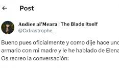 El mensaje publicado por @cxtrastrophe__
