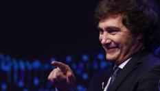 El candidato Javier Milei habla hoy durante el Debate Presidencial 202.