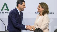 Moreno y Teresa Ribera, tras su reunión por Doñana