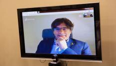 Imagen de archivo de una video conferencia del expresident Carles Puigdemont.
