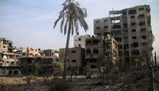 Foto de un bombardeo en Gaza.