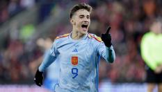 Gavi celebrando el único tanto del partido ante Noruega.