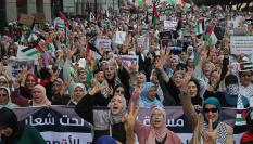 Protesta propalestina en Rabat (Marruecos).