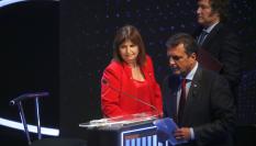 Los tres candidatos a las elecciones generales de Argentina, Javier Milei, Patricia Bullrich y Sergio Massa.