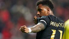 Rodrygo celebra su tanto ante el Braga