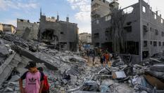 Escombros de edificios que han sufrido ataques aéreos en la Franja de Gaza.