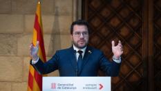 Pere Aragonès, durante una intervención