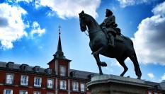 Estatua de Felipe III en la Plaza Mayor, en Madrid
