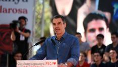 Pedro Sánchez en la intervención de un acto reciente del PSOE.