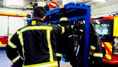 Un bombero en Madrid.