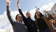 El alcalde de Madrid, José Luis Martínez-Almeida, el líder del PP, Alberto Núñez-Feijóo y la presidenta de la Comunidad de Madrid, Isabel Díaz Ayuso.