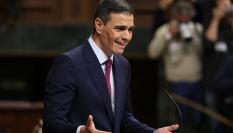 El presidente del Gobierno, Pedro Sánchez, durante su debate de investidura.