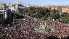 La manifestación de este sábado en Cibeles.