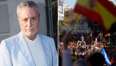 El actor Joaquím Kremel y una fotografía de la manifestación en Cibeles de este sábado