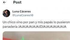 El tuit de @lunacceres10