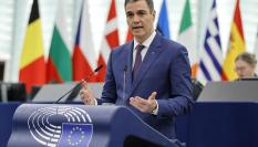 El presidente del Gobierno, Pedro Sánchez, interviene en el debate sobre la Presidencia de Turno española de la UE en la Eurocámara (Estrasburgo).