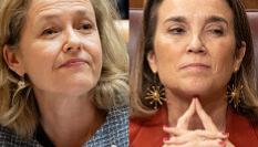 La vicepresidenta primera del Gobierno y ministra de Asuntos Económicos, Nadia Calviño, y la secretaria general del PP, Cuca Gamarra; en sendas imágenes de archivo.