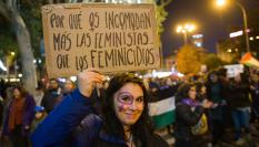 Una pancarta vista en la última manifestación del Día Internacional de la Eliminación de la Violencia de Género, en Madrid.
