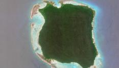 Vista satelital de la isla Sentinel del Norte, en el Índico.