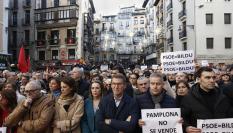 El líder del Partido Popular, Alberto Núñez Feijóo, en la manifestación de Pamplona.