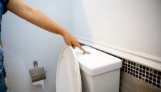 Imagen de archivo de una persona tirando de la cisterna.