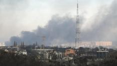 Columnas de humo sobre Kiev, tras la nueva ola de bombardeos rusos.