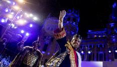 Melchor y Baltasar en la cabalgata de Madrid de 2023.