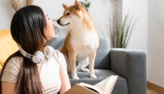 Dueña con su perro.