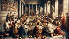 Representación libre de un banquete romano