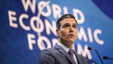 Pedro Sánchez, durante su discurso en Davos