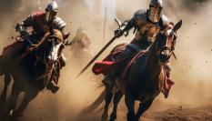 Caballeros medievales a caballo