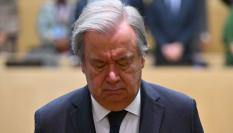 Antonio Guterres, en un acto en homenaje a miembros de la ONU muertos en Gaza