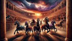 Romano en una carrera de cuadrigas