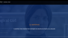 Mensaje que aparece en RTVE Play sobre 'Magical Girl'.