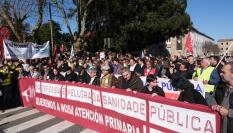 Imagen de manifestación en A Coruña por la Sanidad Publica en febrero de 2023.