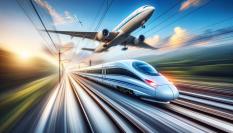 Un tren igualando la velocidad de un avión