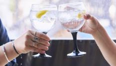 Dos personas brindando con su gin-tonic.