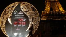 El reloj con la cuenta atrás que marca el inicio de los Juegos Olímpicos de París 2024.