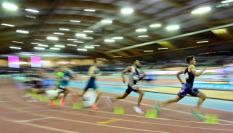 Varios atletas, en la reciente prueba de Madrid perteneciente al World Indoor Tour 2003